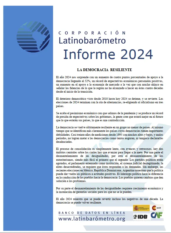 Informe Latinobarómetro 2024: La Democracia Resiliente